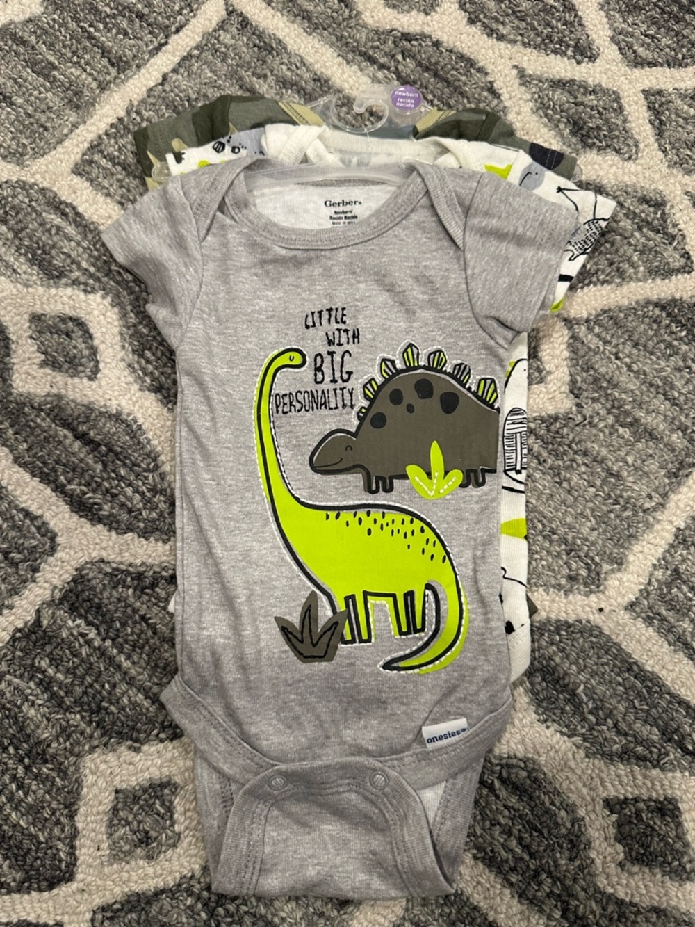 3-Pack of Gerber Dinosaur Onesies